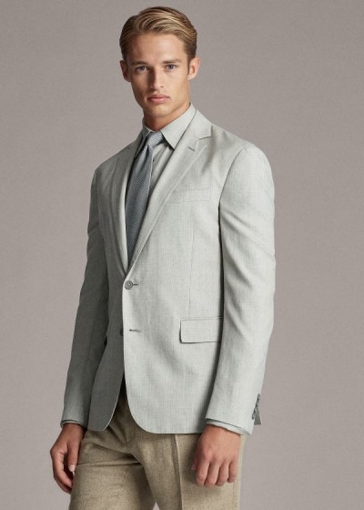 Blazer Ralph Lauren Hombre Grises / Creme - Hadley Tick-Weave - UQEYK7608